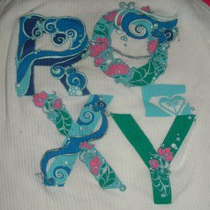 ROXY Pink Aqua Blue White logo tank top